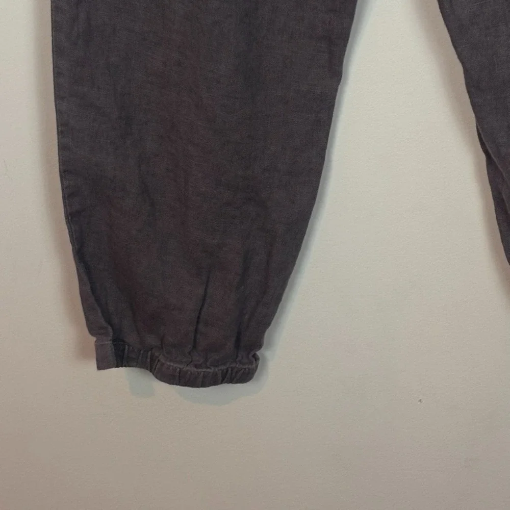 IXIMO Womens Grey 100% Linen Straight Leg Pull on Pants SZ Large Granola‎ Hippie